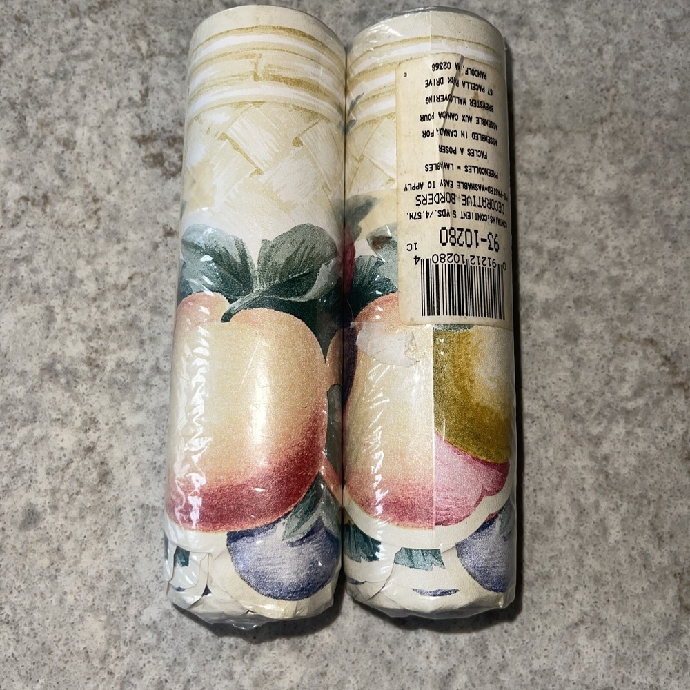 Vintage Fruit Border x2 Wallcoverings Wallpaper Apple Pear raspberries flowers +